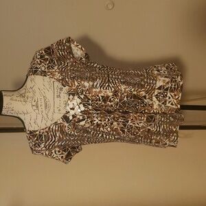 Ruby Road Lady's Petite ScoopNeck Shortsleeved Tee Shirt with Shell Embellished